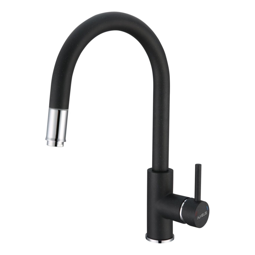 ALVEUS 1129022 - Bateria kuchenna z wyciąganą wylewką DELOS 38 cm granit/czarny
