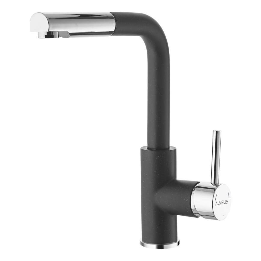 ALVEUS 1129048 - Bateria kuchenna z wyciąganą wylewką SIROS 29,7 cm granit/czarny