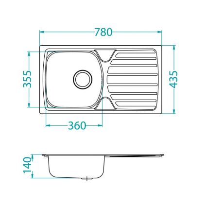 ALVEUS 1136539 - Zlewozmywak kuchenny BASIC 78x43,5 cm stal nierdzewna/satyna, duży odpływ