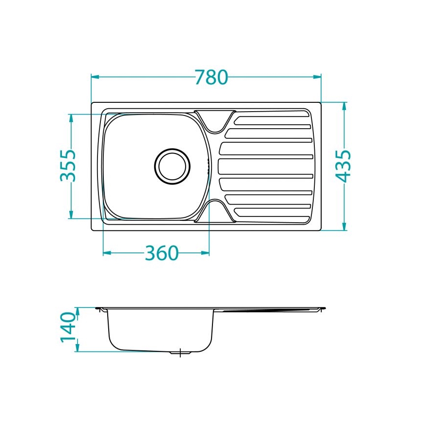 ALVEUS 1136539 - Zlewozmywak kuchenny BASIC 78x43,5 cm stal nierdzewna/satyna, duży odpływ