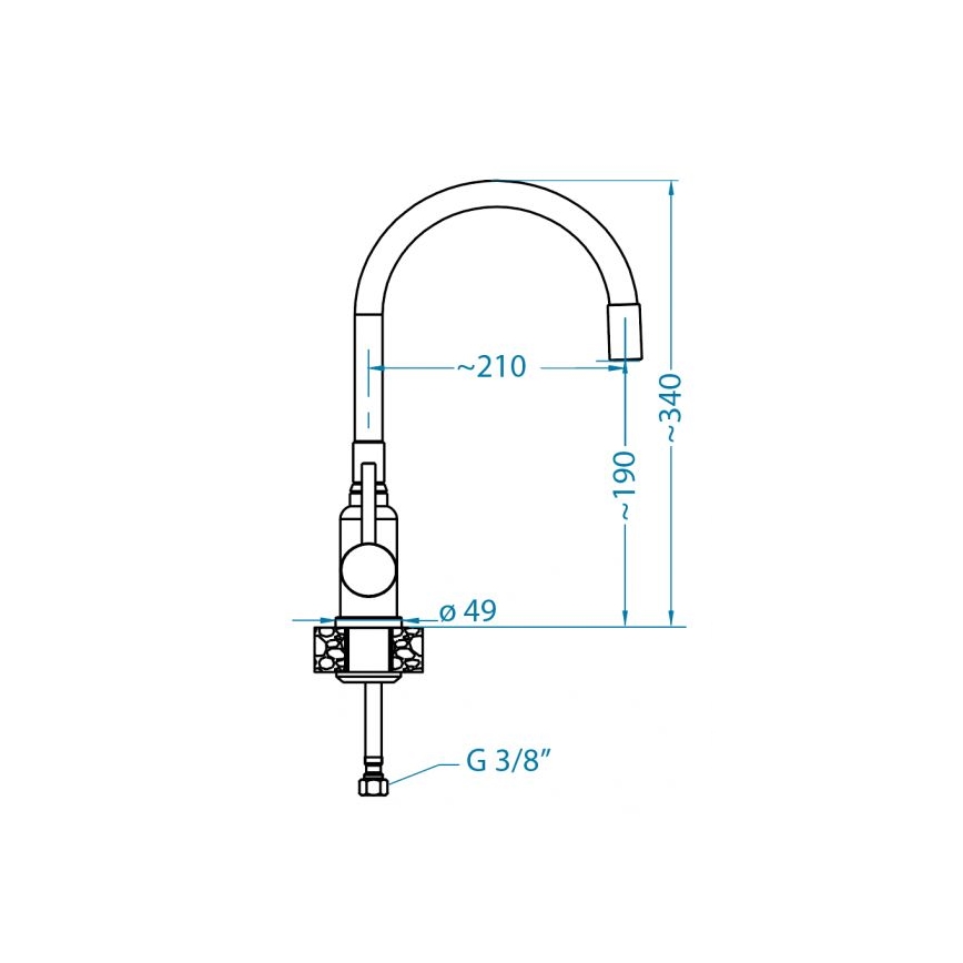 ALVEUS 1144432 - Bateria kuchenna z elastycznym uchwytem MINTAS 34 cm szczotkowany stal/czarny