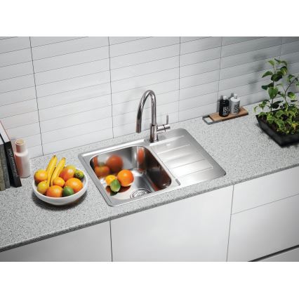 ALVEUS 1144603 - Zlew kuchenny LINE 61,5x50 cm matowy stal/satyna, bez mimośrodu