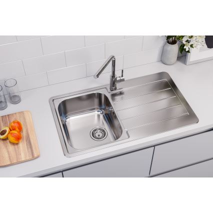 ALVEUS 1144640 - Zlew kuchenny LINE 86x50 cm matowy stal/satyna, bez mimośrodu