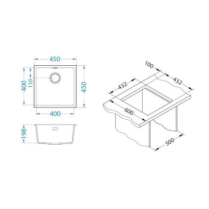 ALVEUS 1150047 - Zlewozmywak kuchenny OMNI 45x45 cm granitowy/beżowy