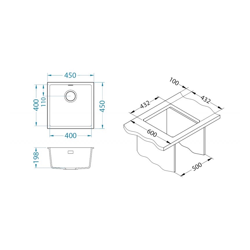 ALVEUS 1150047 - Zlewozmywak kuchenny OMNI 45x45 cm granitowy/beżowy