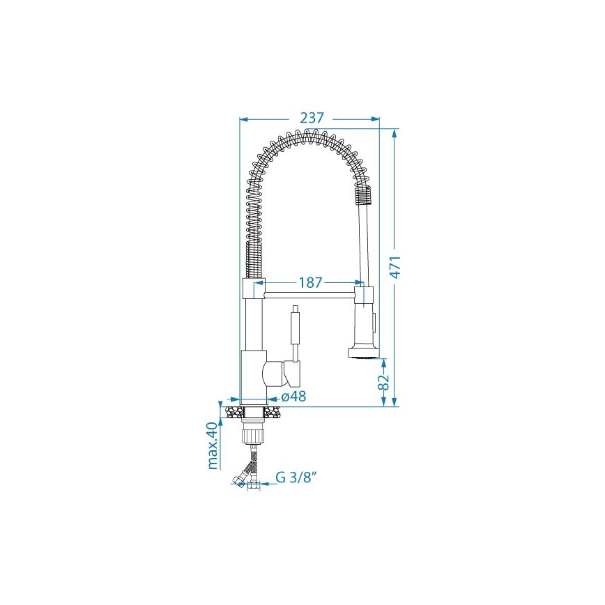 ALVEUS 1150886 - Bateria kuchenna z elastyczną wylewką i prysznicem URBAN 47,1 cm satyna