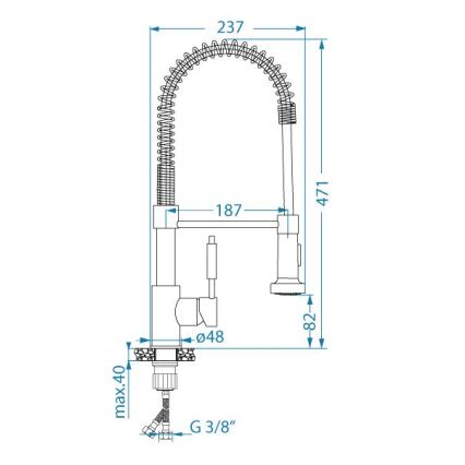 ALVEUS 1150887 - Bateria kuchenna z elastycznym uchwytem z prysznicem URBAN 47,1 cm czarny