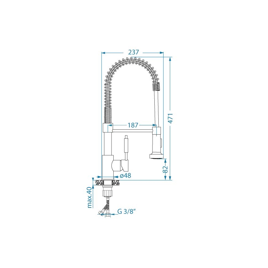 ALVEUS 1150887 - Bateria kuchenna z elastycznym uchwytem z prysznicem URBAN 47,1 cm czarny