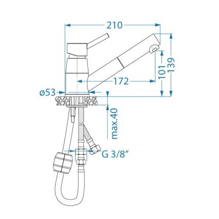 ALVEUS 1150888 - Bateria kuchenna z wyciąganą wylewką NANO 13,9 cm chrom błyszczący