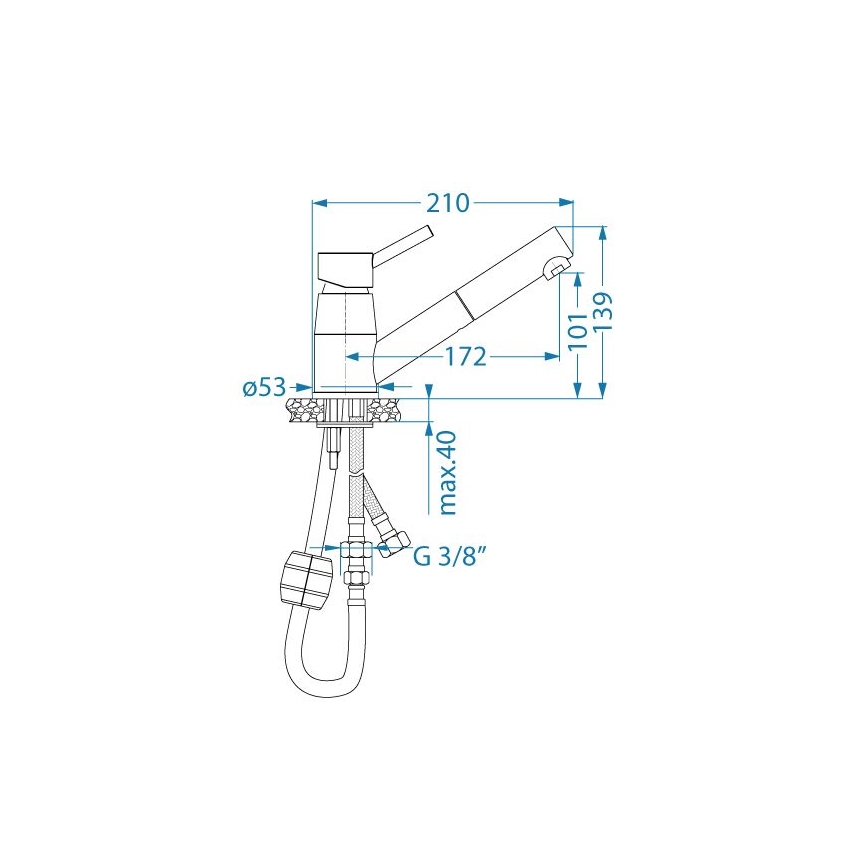ALVEUS 1150888 - Bateria kuchenna z wyciąganą wylewką NANO 13,9 cm chrom błyszczący