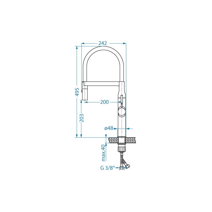 ALVEUS 1150892 - Bateria kuchenna z elastycznym uchwytem z prysznicem MIRAGE 49,5 cm satyna