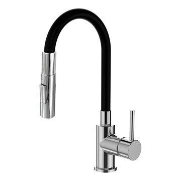 ALVEUS KI112111 - Bateria kuchenna z elastycznym uchwytem i wylewką BEA 47 cm chrom błyszczący/czarny