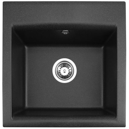 ALVEUS SETA23193 - Zlew kuchenny ATROX 50x50 cm + bateria kuchenna z elastyczną wylewką MINTAS 34 cm, granit/matowa czerń