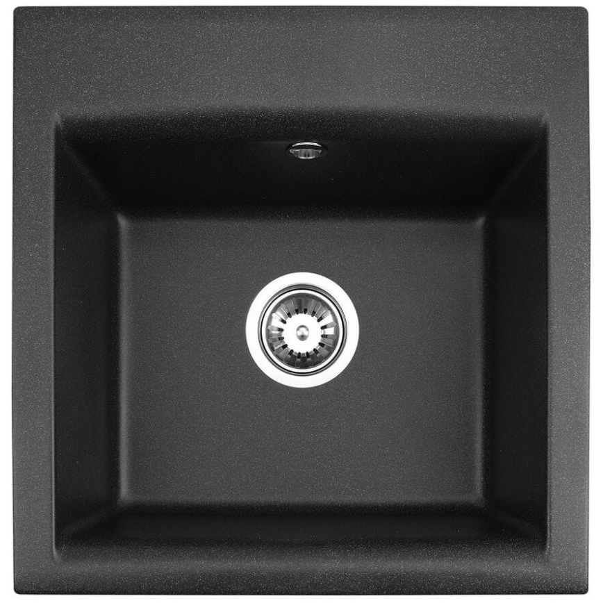 ALVEUS SETA23193 - Zlew kuchenny ATROX 50x50 cm + bateria kuchenna z elastyczną wylewką MINTAS 34 cm, granit/matowa czerń
