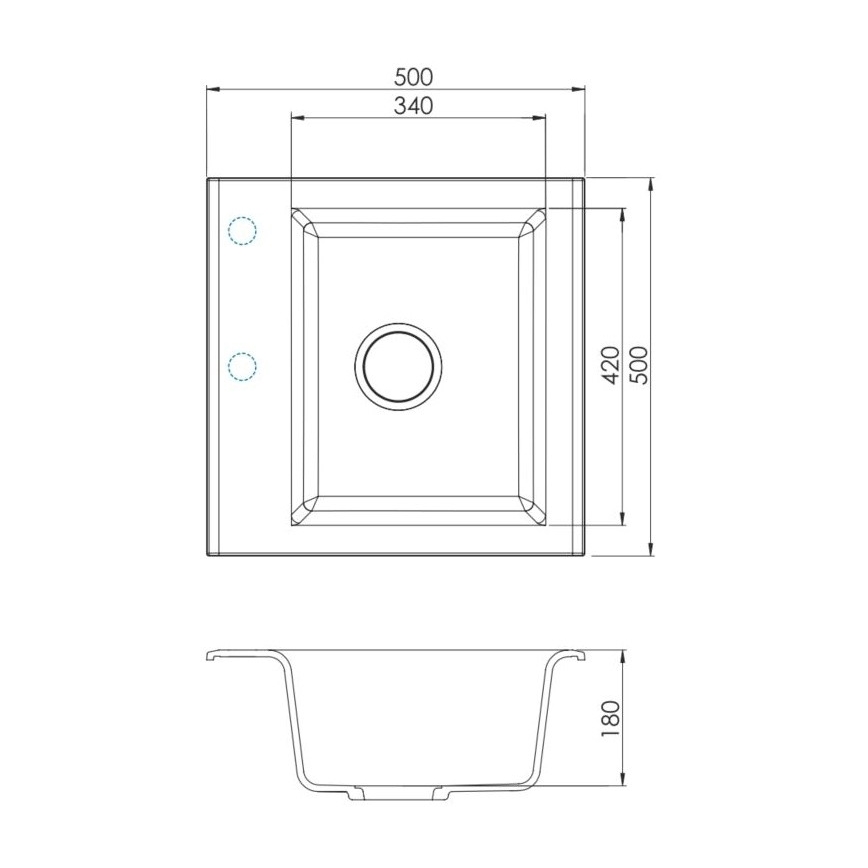 ALVEUS SETA23193 - Zlew kuchenny ATROX 50x50 cm + bateria kuchenna z elastyczną wylewką MINTAS 34 cm, granit/matowa czerń