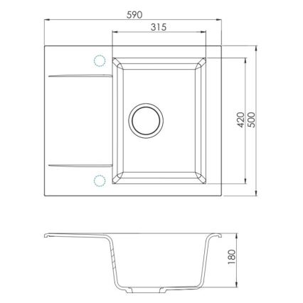 ALVEUS SETA23197 - Zlewozmywak kuchenny CADIT 59x50 cm + bateria zlewozmywakowa z elastycznym ramieniem MINTAS 34 cm granit/matowa czerń