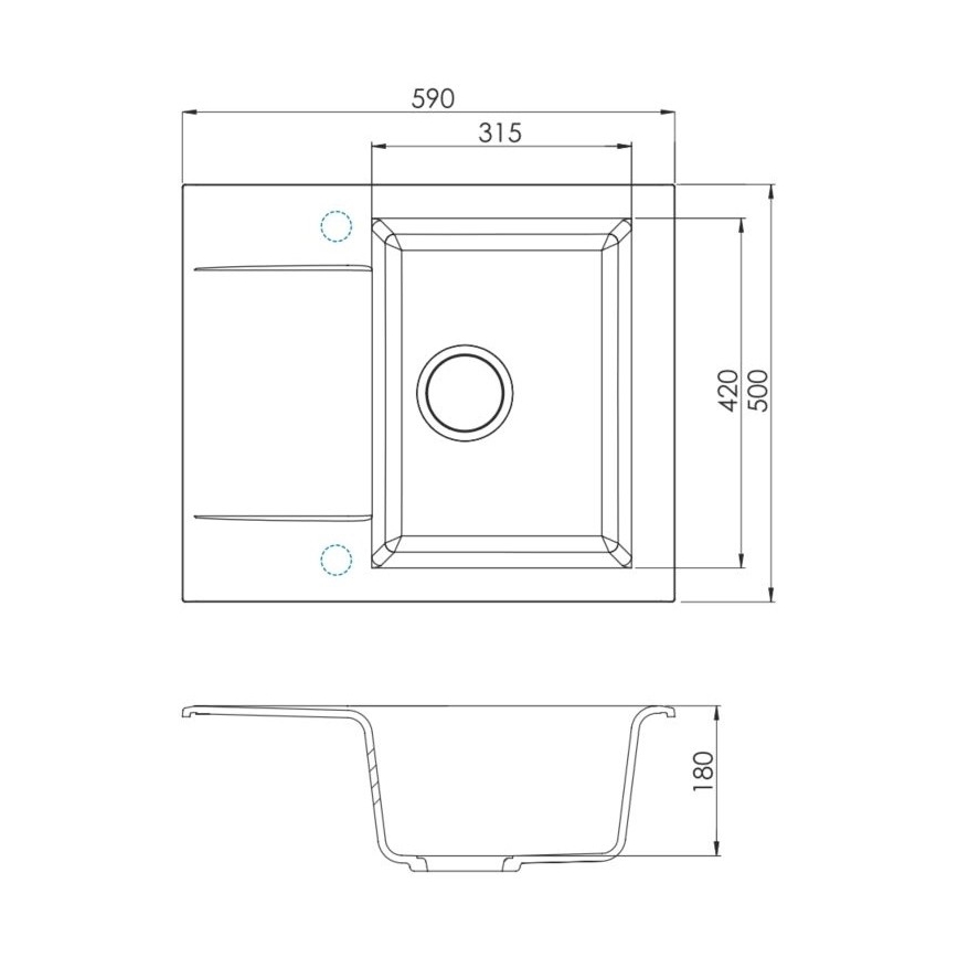 ALVEUS SETA23197 - Zlewozmywak kuchenny CADIT 59x50 cm + bateria zlewozmywakowa z elastycznym ramieniem MINTAS 34 cm granit/matowa czerń