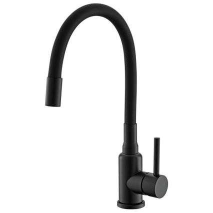 ALVEUS SETA23201 - Kuchyňský dřez ROCK 78x48 cm + dřezová baterie s flexibilním ramínkem MINTAS 34 cm granit/matná černá