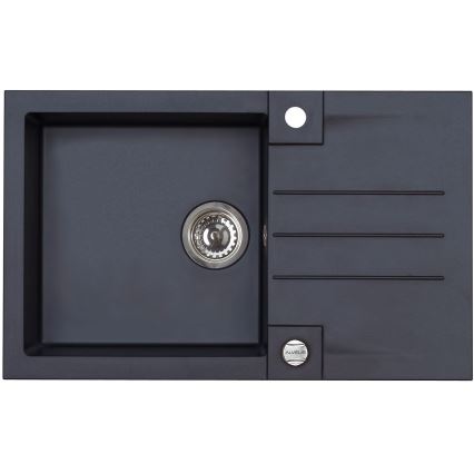 ALVEUS SETA23201 - Zlewozmywak kuchenny ROCK 78x48 cm + bateria zlewozmywakowa z elastycznym ramieniem MINTAS 34 cm, granit/matowa czerń