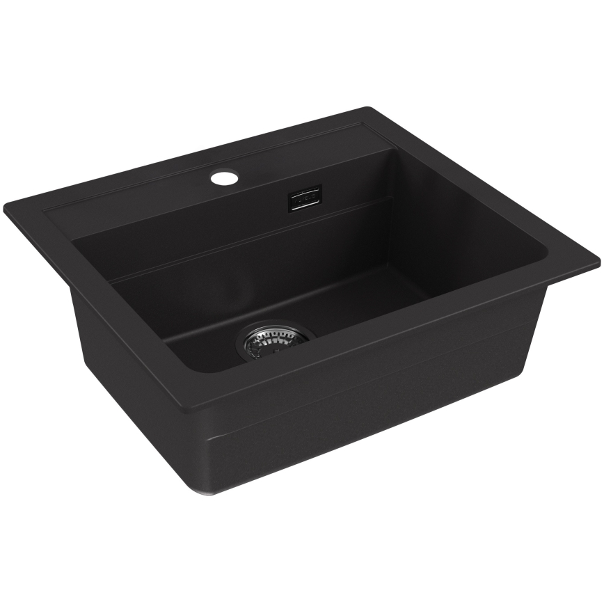 ALVEUS SETA23228 - Zlew kuchenny ATROX 59x50 cm + bateria z elastycznym ramieniem MINTAS 34 cm granit/matowy czarny