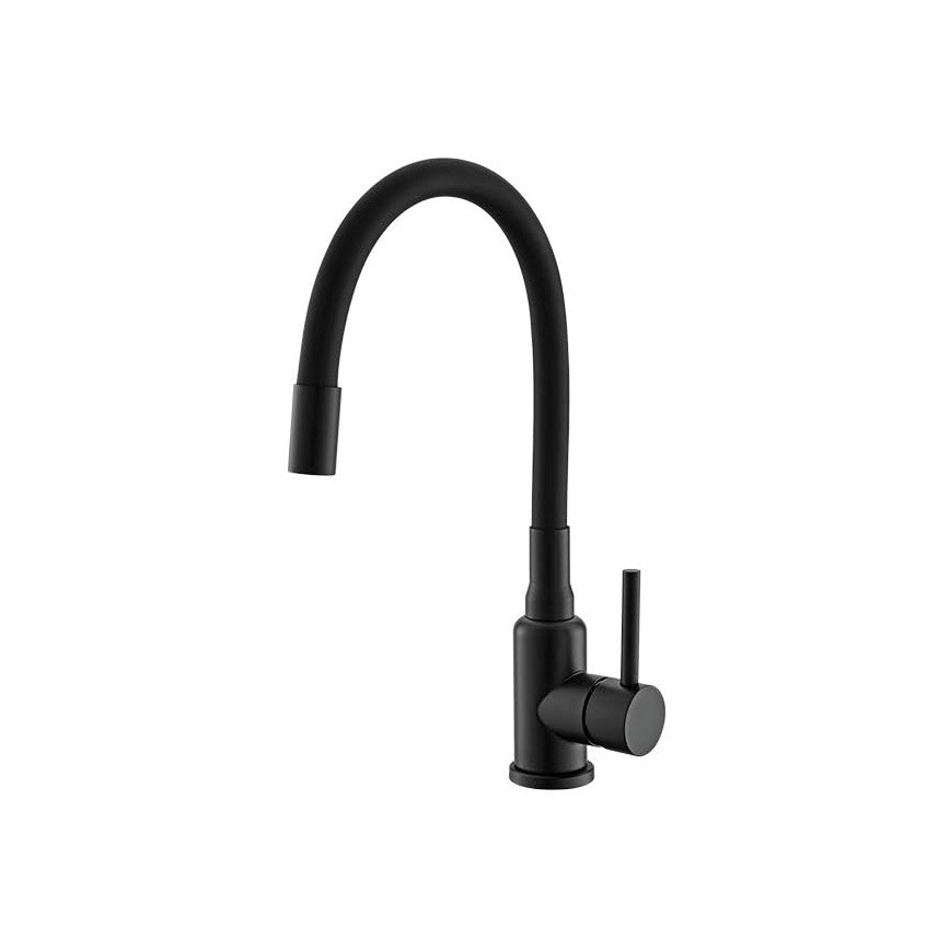 ALVEUS SETA23228 - Zlew kuchenny ATROX 59x50 cm + bateria z elastycznym ramieniem MINTAS 34 cm granit/matowy czarny