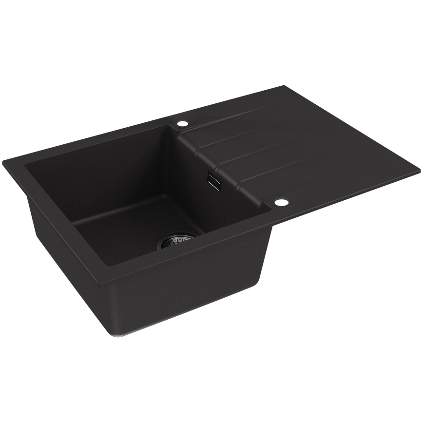 ALVEUS SETA23231 - Zlew kuchenny CADIT 79x50 cm + bateria MINTAS z elastycznym wylewką 34 cm granit/matowa czarna