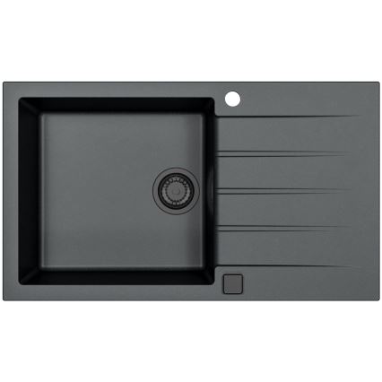 ALVEUS SETA23232 - Zlew kuchenny CADIT 86x50 cm + bateria kuchenna z elastyczną wylewką MINTAS 34 cm granit/matowa czerń