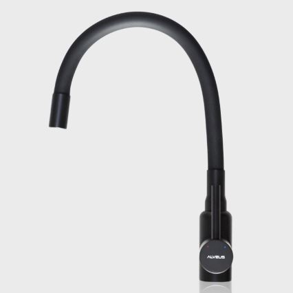 ALVEUS SETA23232 - Zlew kuchenny CADIT 86x50 cm + bateria kuchenna z elastyczną wylewką MINTAS 34 cm granit/matowa czerń