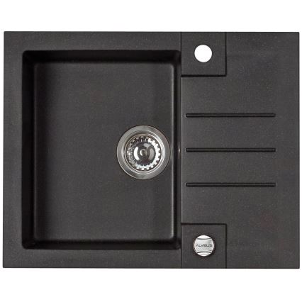 ALVEUS SETA23236 - Zlewozmywak kuchenny ROCK 59,5x47,5 cm + bateria kuchenna z elastycznym ramieniem MINTAS 34 cm granit/matowa czerń