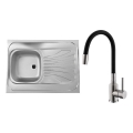 ALVEUS SETA24019 - Zlewozmywak kuchenny CLASSIC 80x60 cm + bateria kuchenna z elastyczną wylewką MINTAS 34 cm stal szczotkowana/czarny