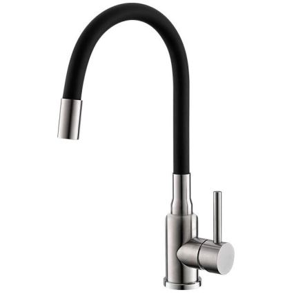 ALVEUS SETA24019 - Zlewozmywak kuchenny CLASSIC 80x60 cm + bateria kuchenna z elastyczną wylewką MINTAS 34 cm stal szczotkowana/czarny