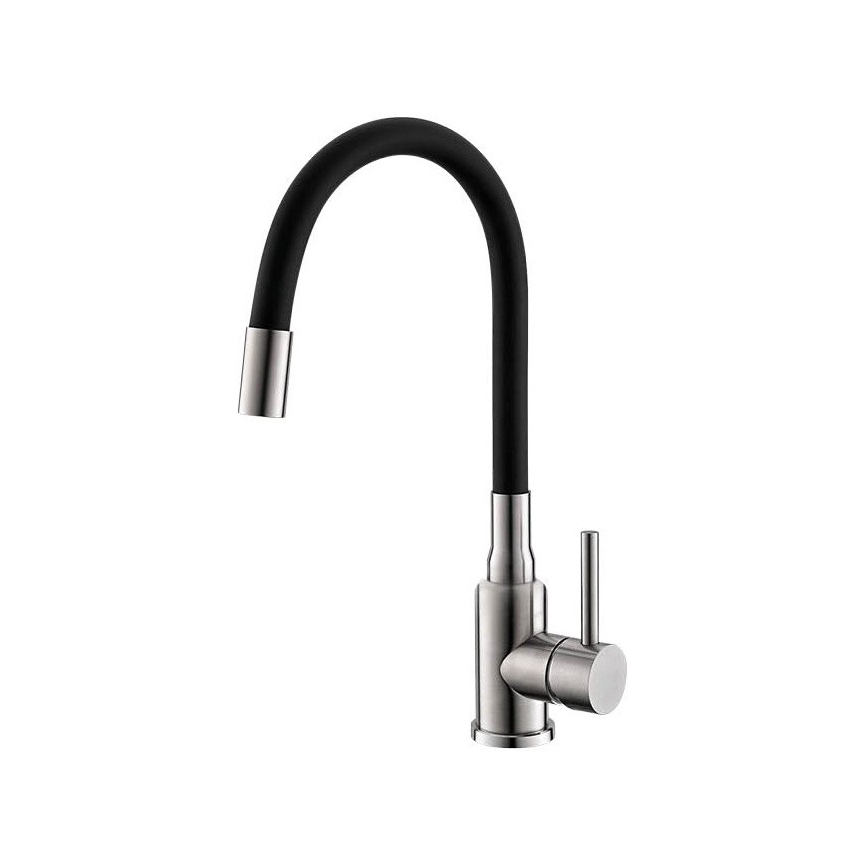 ALVEUS SETA24019 - Zlewozmywak kuchenny CLASSIC 80x60 cm + bateria kuchenna z elastyczną wylewką MINTAS 34 cm stal szczotkowana/czarny