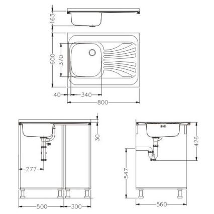ALVEUS SETA24019 - Zlewozmywak kuchenny CLASSIC 80x60 cm + bateria kuchenna z elastyczną wylewką MINTAS 34 cm stal szczotkowana/czarny