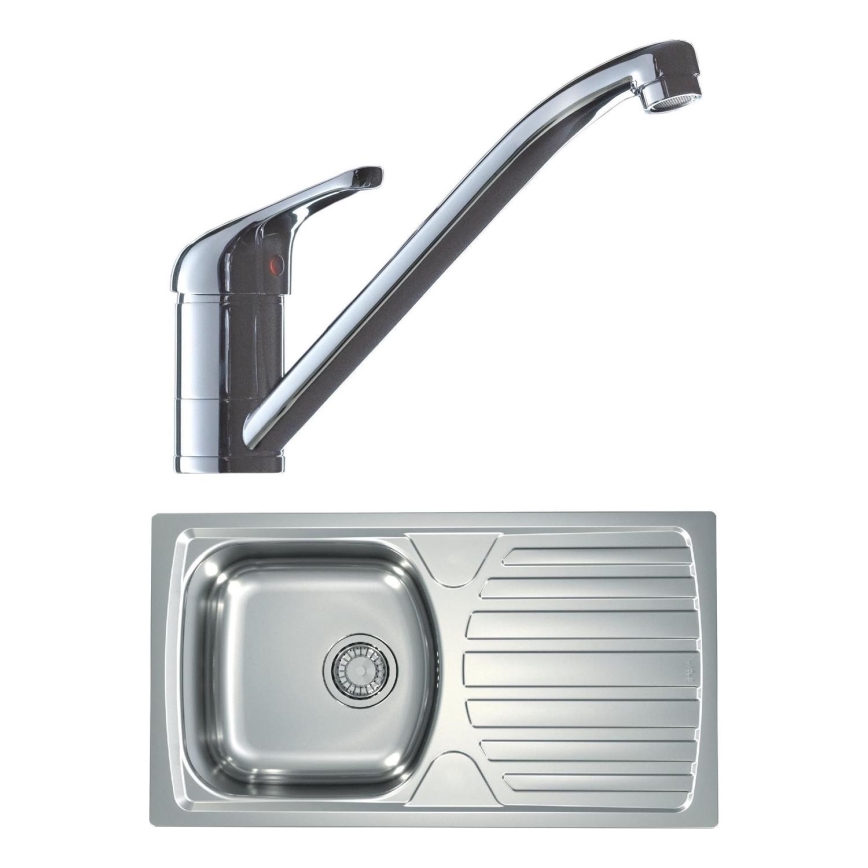 ALVEUS SETA259 - Zlewozmywak kuchenny BASIC 78 x 43,5 cm + bateria zlewozmywakowa RIVIERA 14,8 cm satynowy/błyszczący chrom