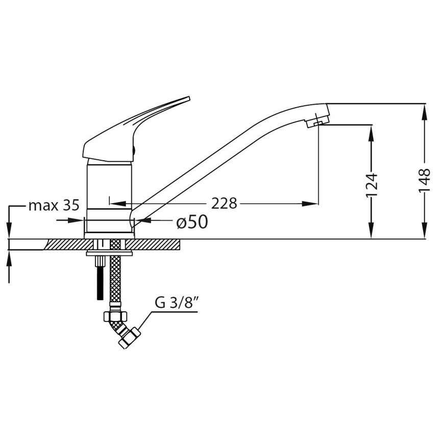 ALVEUS SETA259 - Zlewozmywak kuchenny BASIC 78 x 43,5 cm + bateria zlewozmywakowa RIVIERA 14,8 cm satynowy/błyszczący chrom