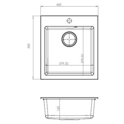 ALVEUS SETA737 - Zlew kuchenny CORTINA 50x45 cm + bateria zlewozmywakowa TONIA 29,5 cm z giętką wylewką, granit/matowa czerń