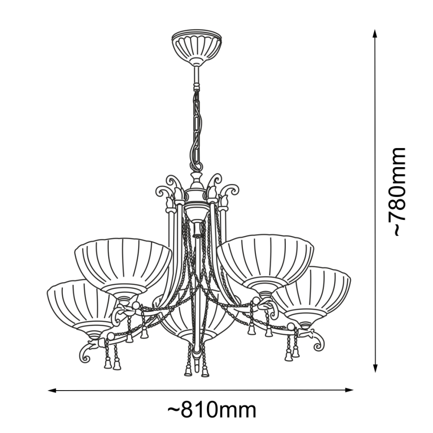 Amplex - Żyrandol na łańcuchu 5xE27/10W/230V