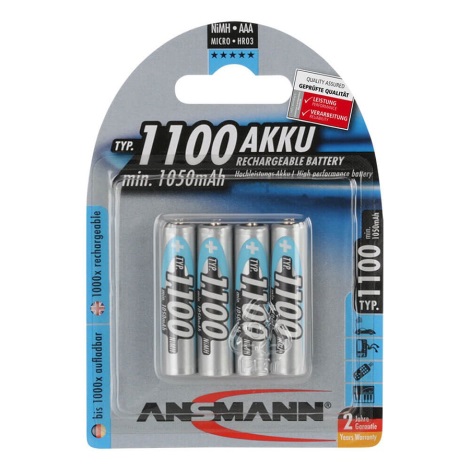 Ansmann 07521 Micro AAA - 4 sztuki baterie ładowane AAA NiMH1,2V/1050mAh