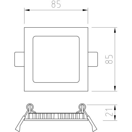 APLED - LED Łazienkowa oprawa wpuszczana SQUARE LED/3W/230V IP41 85x85 mm