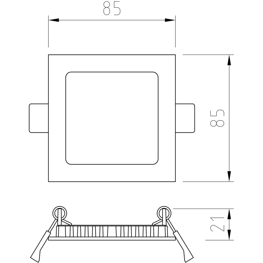 APLED - LED Łazienkowa oprawa wpuszczana SQUARE LED/3W/230V IP41 85x85 mm