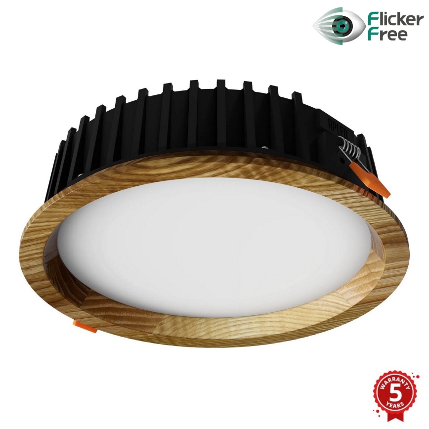 APLED - LED Oprawa wpuszczana RONDO WOODLINE LED/12W/230V 3000K śr. 20 cm popiół solidne drewno