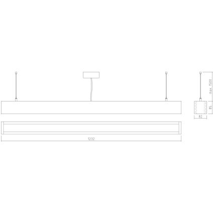 APLED - LED Żyrandol na lince LOOK LED/36W/230V 4000K 120 cm dąb