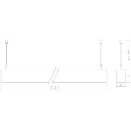 APLED - LED Żyrandol na lince LOOK LED/58W/230V 4000K 150 cm srebrny