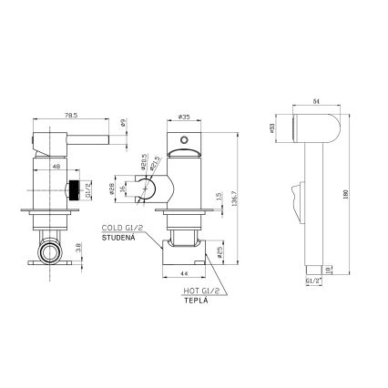 Aqualine - Bateria bidetowa z prysznicem do montażu podtynkowego matowy czarna