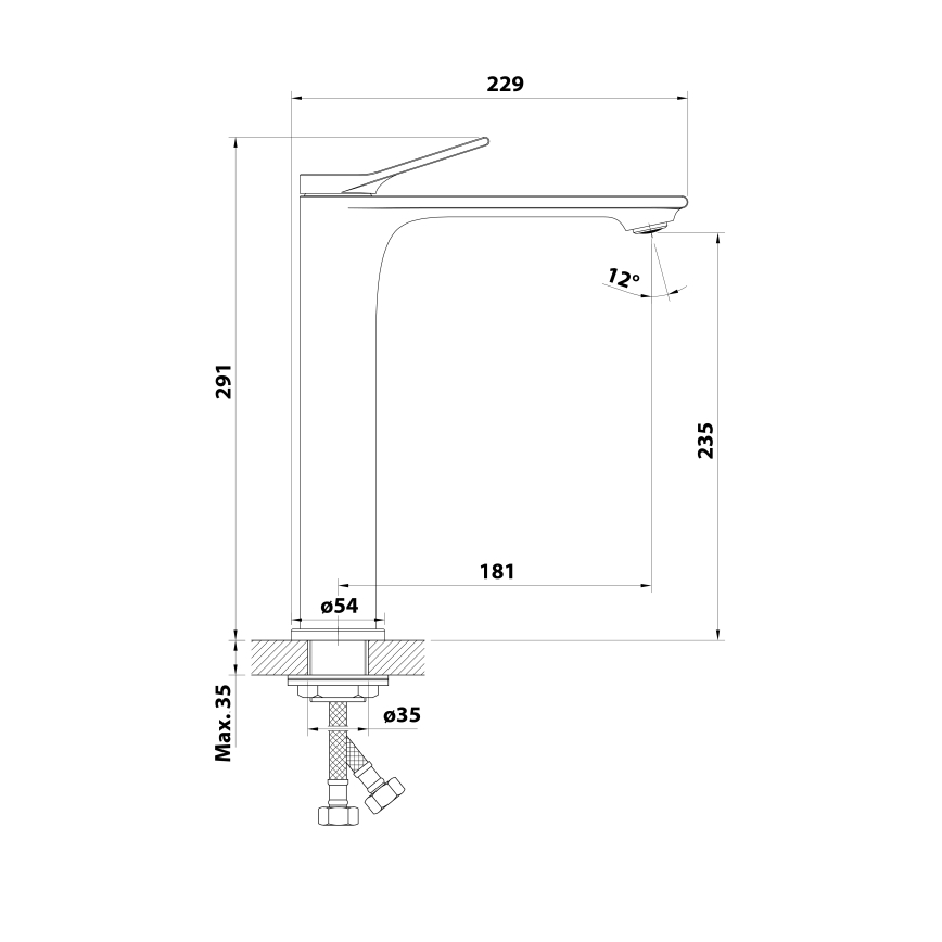 Aqualine - Bateria umywalkowa BOLERO 29 cm, chrom błyszczący
