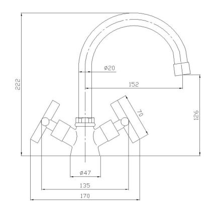 Aqualine - Bateria umywalkowa XENIA 22,2 cm, chrom błyszczący