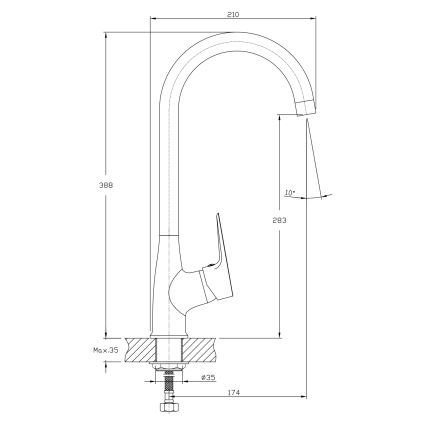 Aqualine - Bateria kuchenna LOTTA chrom błyszczący