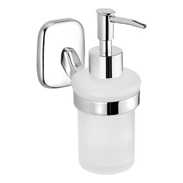 Aqualine - Dozownik mydła ścienny RUMBA 160 mat. mleczna szklanka/chrom błyszczący