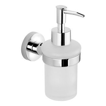 Aqualine - Dozownik mydła ścienny SAMBA 150 mat. mleczna szklanka/chrom błyszczący