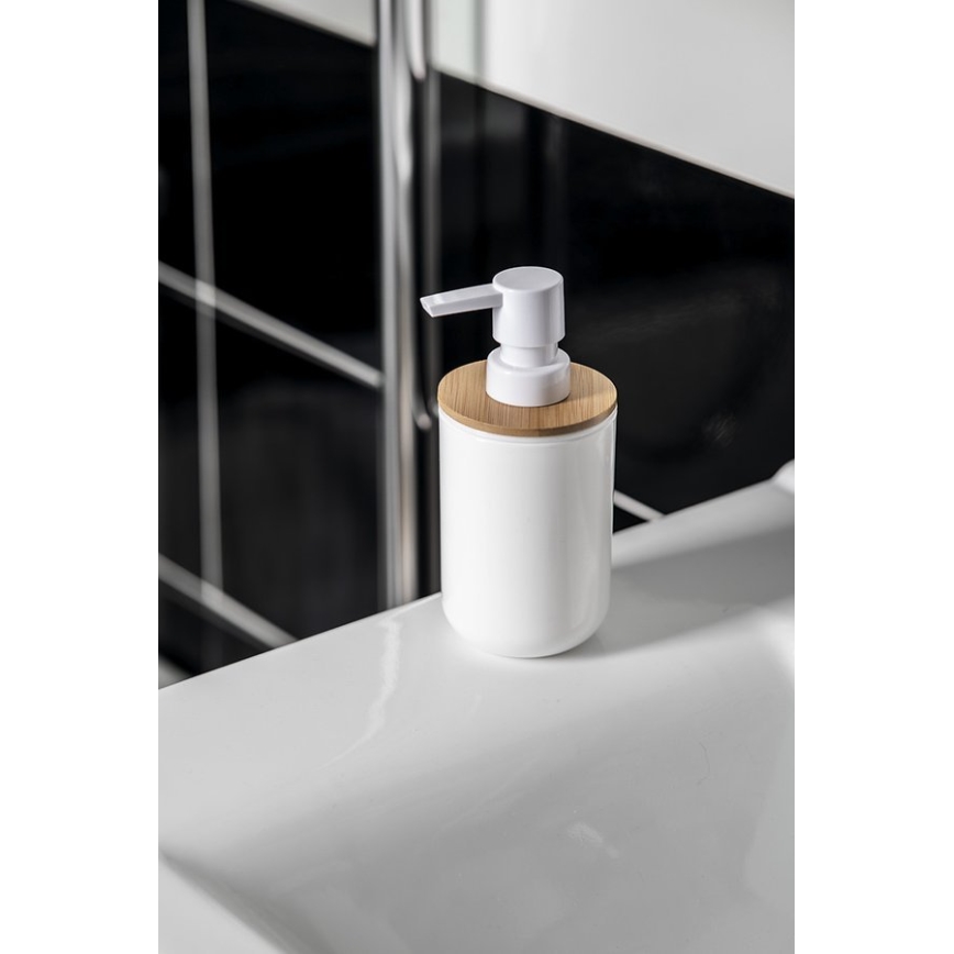 Aqualine - Dozownik mydła SNOW 350 mat. biały/bambus